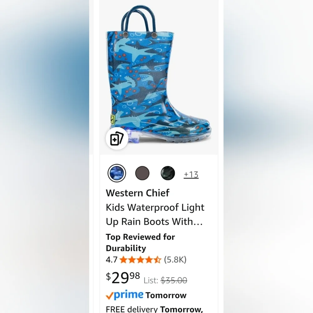 Light Up Shark Chase Blue Rain Boots